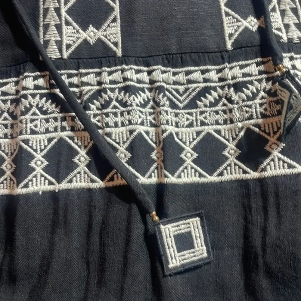 (B4) ZARA MIDI EMBROIDERY LONG SLEEVE BLACK DRESS S22‎ SIZES XS REF.4786/066 - Picture 13 of 16